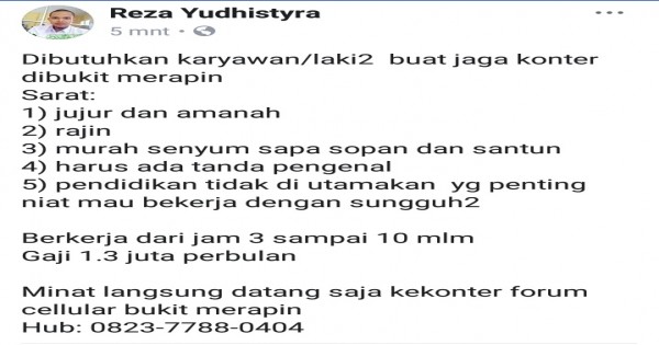Sumber : Facebook (Reza Yudhistyra)