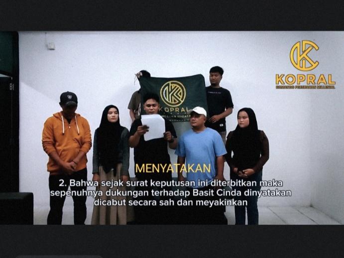 Kecewa !!! KOPRAL Pangkalpinang Tarik Dukungan Untuk Basit Cinda di Pilkada Ulang