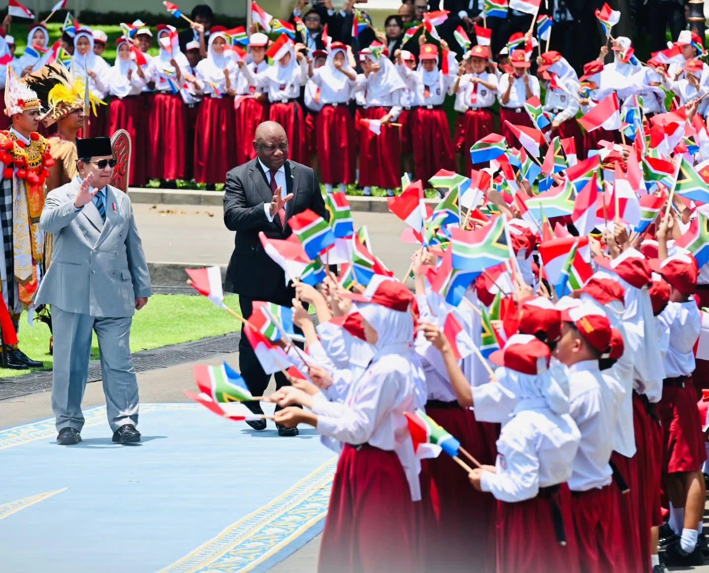 Presiden Prabowo Sambut Presiden Afrika Selatan di Istana Merdeka (sumber : Setkab RI)
