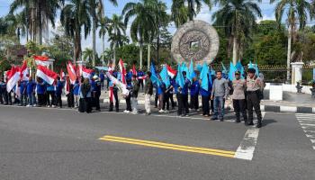 Kegiatan bertema “Peran Buruh Menjaga Harmonisasi dan Ciptakan Kesejahteraan Bersama untuk Indonesia Maju” ini dipimpin Ketua DPD KSPSI Babel, Darusman,