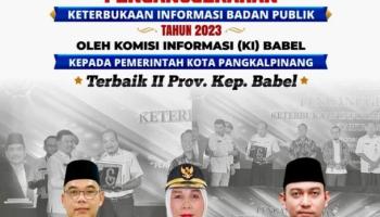 Pemkot Pangkalpinang Terima Anugerah Badan Publik Informatif dari Komisi Informasi,