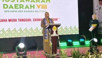 PANGKALPINANG, BANGKATERKINI - Wakil Gubernur Bangka Belitung, Hellyana menghadiri Musyawarah Daerah Himpunan Pengusaha Muda Indonesia yang ke - 8 untuk,