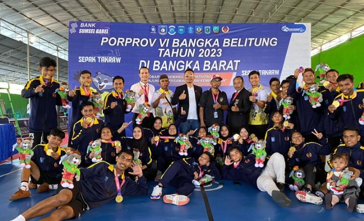 Porprov VI Babel 2023, Sepak Takraw Bangka Tengah Sabet 2 Emas