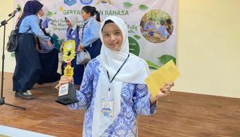 BANGKA TENGAH, BANGKATERKINI - Natasya Aqila Zahwa siswi kelas IX SMP Taruna Sains Muhammadiyah Koba,