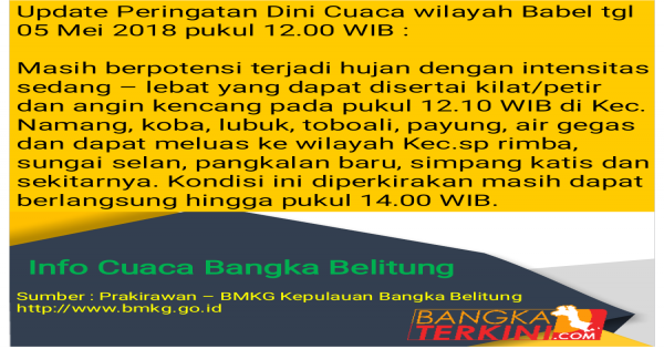 Prakirawan – BMKG Kepulauan Bangka Belitung http://www.bmkg.go.id